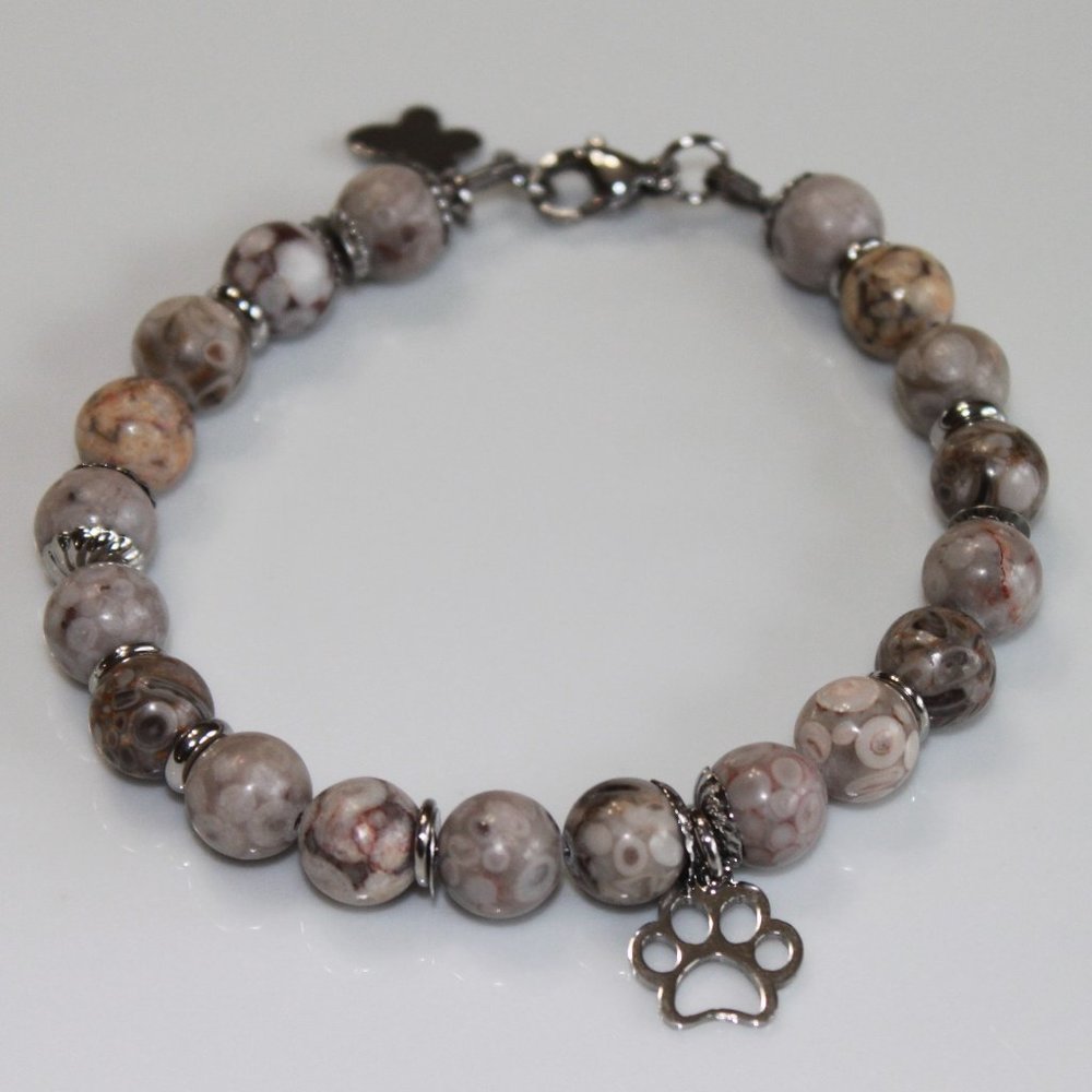 Paw Charm Bracelet Animal Lover Healing Stone Bracelet Great gift